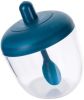 Seasoning Container with Spoon Plastic Heat and Moisture Resistant Condiment Box Spice Jars Salt Sugar for Kitchen Storage - Blue