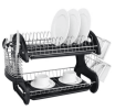 Multifunctional Dual Layers Bowls & Dishes & Chopsticks & Spoons Collection Shelf Dish Drainer Black - Black