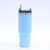 1pc Stainless Steel Vacuum Mug; Home; Office Or Car Vacuum Flask; Insulation Cup With Straw; Insulated Tumbler - Pink