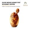 Olive Wood Honey Pot w/Honey Dipper - As shown