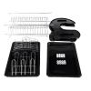 Multifunctional Dual Layers Bowls & Dishes & Chopsticks & Spoons Collection Shelf Dish Drainer Black - Black