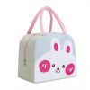 1pc Cartoon Rabbit Animal Cute Bento Bag; School Insulation Lunch Box; Lunch Bag - Pink Cow