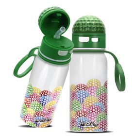 Golf Pattern Straw Lid Water Bottle; Flip & Sip Double Stainless Steel Thermal Insulation; Sports Bottle; Outdoor Mug - 17oz