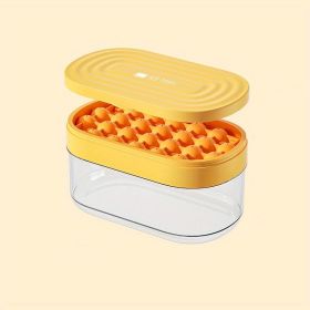 1pc 24 Grids Round Silicone Ice Tray Ice Mold Transparent Ice Cube With Lid Ice Storage Box Ice Tray Tool - Yellow