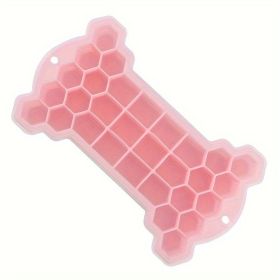 1pc Silicone Ice Tray With Lid; Large Capacity Ice Box; Bone Shaped Silicone Ice Tray; Homemade Ice Cube Mold; Kitchen Tools - Pink