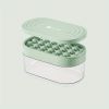 1pc 24 Grids Round Silicone Ice Tray Ice Mold Transparent Ice Cube With Lid Ice Storage Box Ice Tray Tool - Yellow