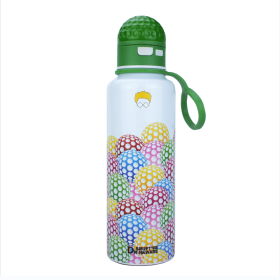 Golf Pattern Straw Lid Water Bottle; Flip & Sip Double Stainless Steel Thermal Insulation; Sports Bottle; Outdoor Mug - 42 OZ