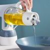 1pc Automatic Opening And Closing Glass Oil Pot; Kitchen Leak-proof Oil Can With Lid; Seasoning Bottle; Vinegar Bottle; Oil Bottle - White - 550ML