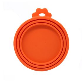 1pc 3 In 1 Reusable Food Storage Keep Fresh Tin Cover Cans Cap Pet Can Box Cover Silicone Can Lid Hot Kitchen Supply Mould Proof Hot - Orange