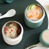 1pc Stainless Steel Soup Cup; Student Breakfast Cup; Outdoor Portable Milk Salad Soup Porridge Storage Can; Thermal Bag; Kitchen Supplies - White