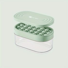 1pc 24 Grids Round Silicone Ice Tray Ice Mold Transparent Ice Cube With Lid Ice Storage Box Ice Tray Tool - Green