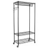 Oceanstar Garment Rack with Adjustable Shelves with Hooks, Black - GRS1514