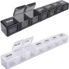 Pill Box; 7 Days Compartment Box; Smart Pill Dispenser; Plastic Weekly Pill Container; 7 Day Jumbo Pill Boxes - Black