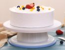 Rotating Platform Cake Stand Round Cake Turntable Stand DIY Kitchen Baking Tool Cake Icing Decorating Tool - white