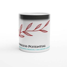 Coffee Mug Boundless Potential Heat Activated Mug Design by HadiArts - White + Red In Art