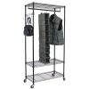 Oceanstar Garment Rack with Adjustable Shelves with Hooks, Black - GRS1514