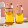 1pc Automatic Opening And Closing Glass Oil Pot; Kitchen Leak-proof Oil Can With Lid; Seasoning Bottle; Vinegar Bottle; Oil Bottle - Blue - 650ML