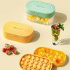 1pc 24 Grids Round Silicone Ice Tray Ice Mold Transparent Ice Cube With Lid Ice Storage Box Ice Tray Tool - Yellow