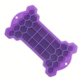 1pc Silicone Ice Tray With Lid; Large Capacity Ice Box; Bone Shaped Silicone Ice Tray; Homemade Ice Cube Mold; Kitchen Tools - Purple