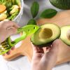 Multifunctional Avocado Cutter Corer Butter Fruit Slicer Peeler Pulp Separator Plastic Knife Kitchen Tools Gadgets Accessories - Green