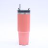 1pc Stainless Steel Vacuum Mug; Home; Office Or Car Vacuum Flask; Insulation Cup With Straw; Insulated Tumbler - White