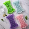 1pc Silicone Ice Tray With Lid; Large Capacity Ice Box; Bone Shaped Silicone Ice Tray; Homemade Ice Cube Mold; Kitchen Tools - Green