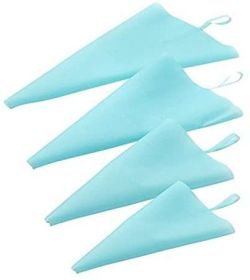Set of 4 Sizes Pastry Bag Set Silicone Blue Color Reusable Icing Piping Bag Baking Tool Cookie Cake Decorating Bag - blue - 4-PC