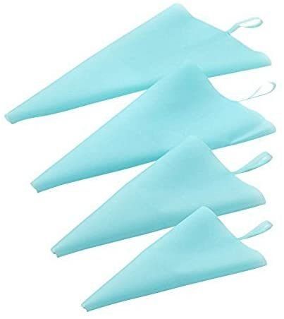 Set of 4 Sizes Pastry Bag Set Silicone Blue Color Reusable Icing Piping Bag Baking Tool Cookie Cake Decorating Bag - blue - 4-PC