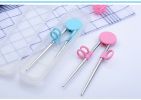 Learning Chopsticks Helper Training Chopstick Stainless Steel Chopsticks for Right or Left Handed Kids Teens Adults Beginners  - pink