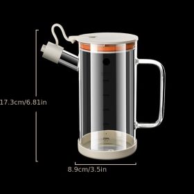 1pc Oil Bottle; Glass Oil Dispenser With Handle; Glass Storage Bottle; Kitchen Accessories - 18.6OZ
