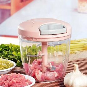 900ML Manual Meat Mincer Garlic Chopper Rotate Garlic Press Crusher Vegetable Onion Cutter Kitchen Cooking Accessories - Pink